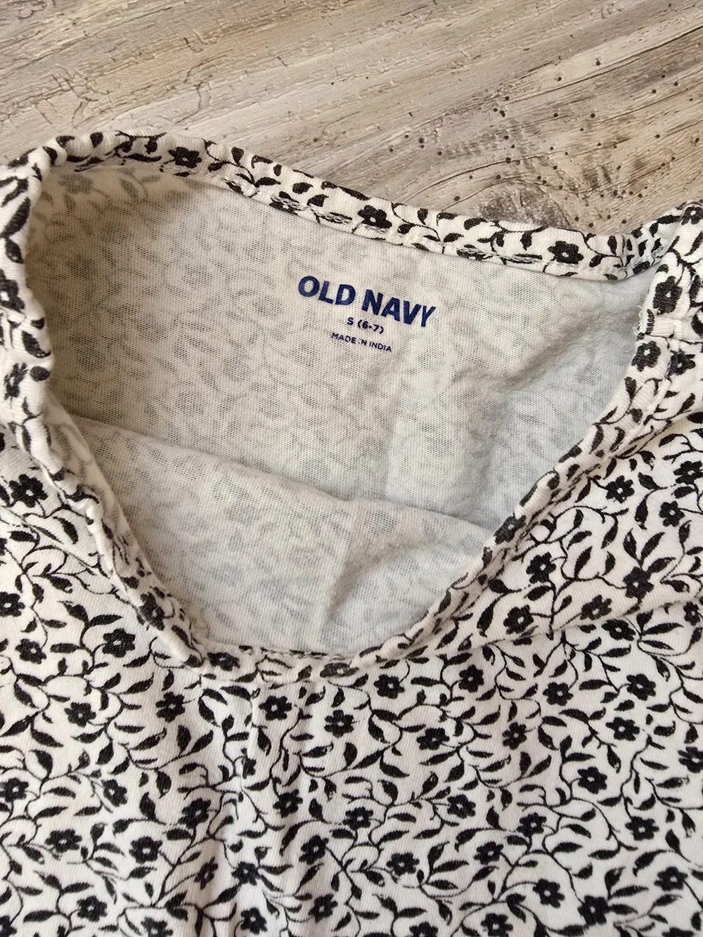 Old Navy Cream Dress with Black Floral Print
